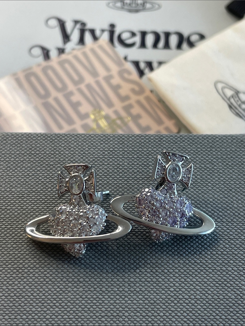 Vivienne Westwood Silver Crystal Orb Stud Earrings